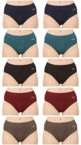 Womens Cotton Panty (Pack of 10), Plain, Assorted Colour, Inner Elastic