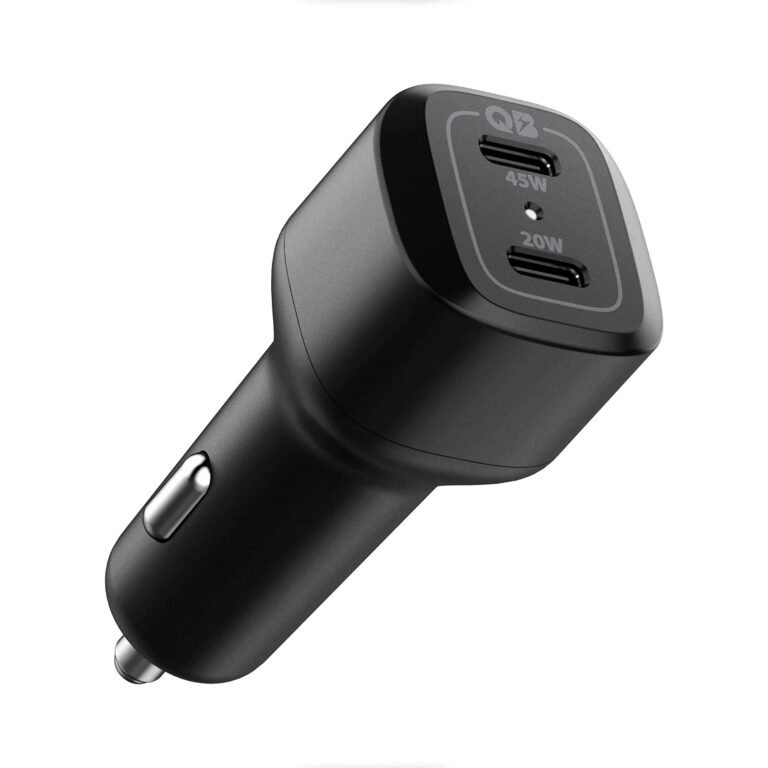 Spigen 65W Fast Car Charger Adapter Dual USB-C for iPhone/Galaxy – Black