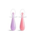 Munchkin Silicone Training Spoons, Self Feeding, Pink & Purple, 6+ Months