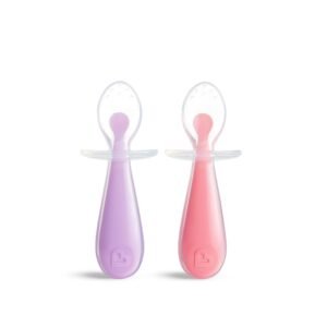 Munchkin Silicone Training Spoons, Self Feeding, Pink & Purple, 6+ Months