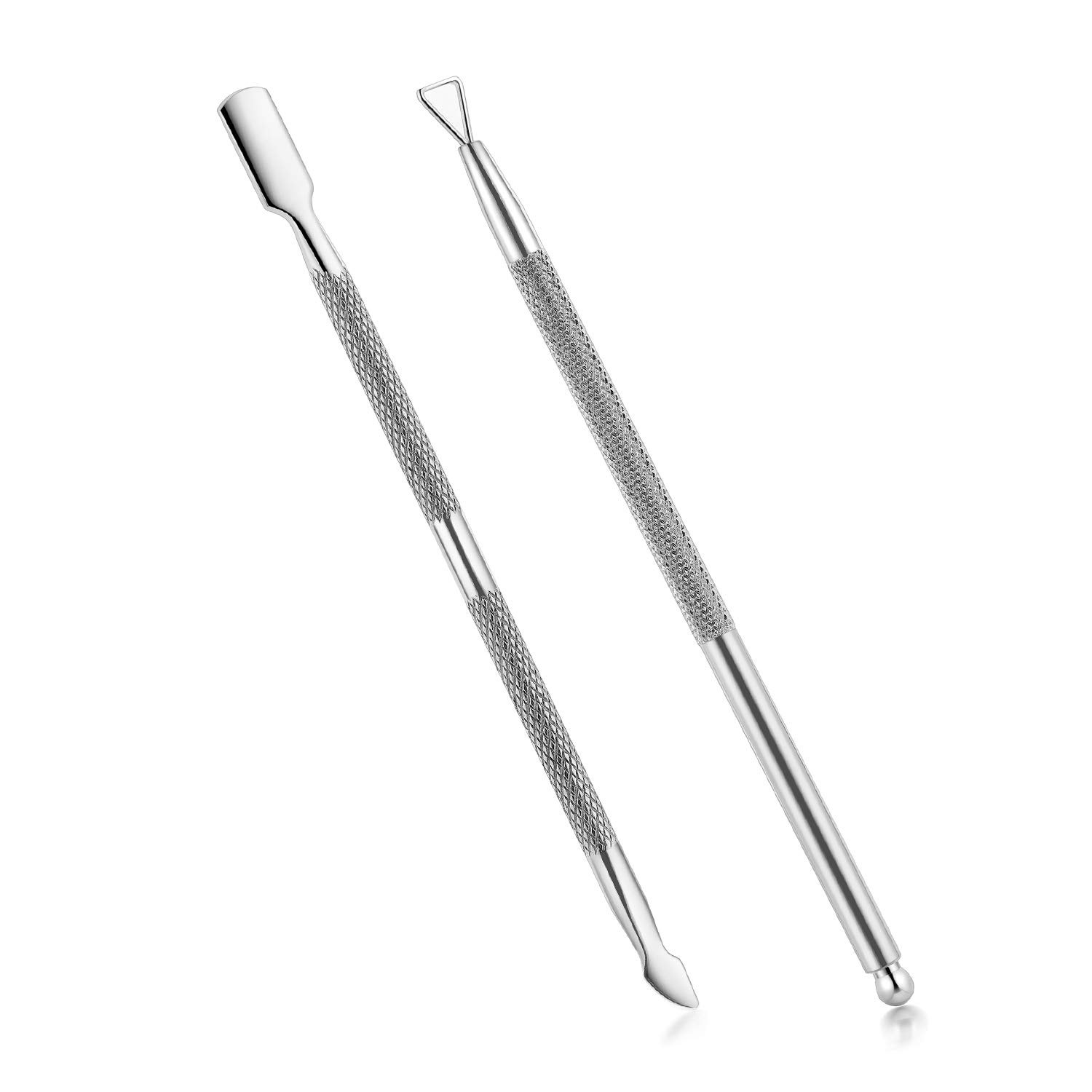 2PCS Cuticle Pusher and Cutter with Storage Case,YINYIN Professional Cuticle Pusher Nail Polish Remover Stainless Steel Manicure Tool Set,Durable Pedicure Manicure Tools for Fingernails Toenails