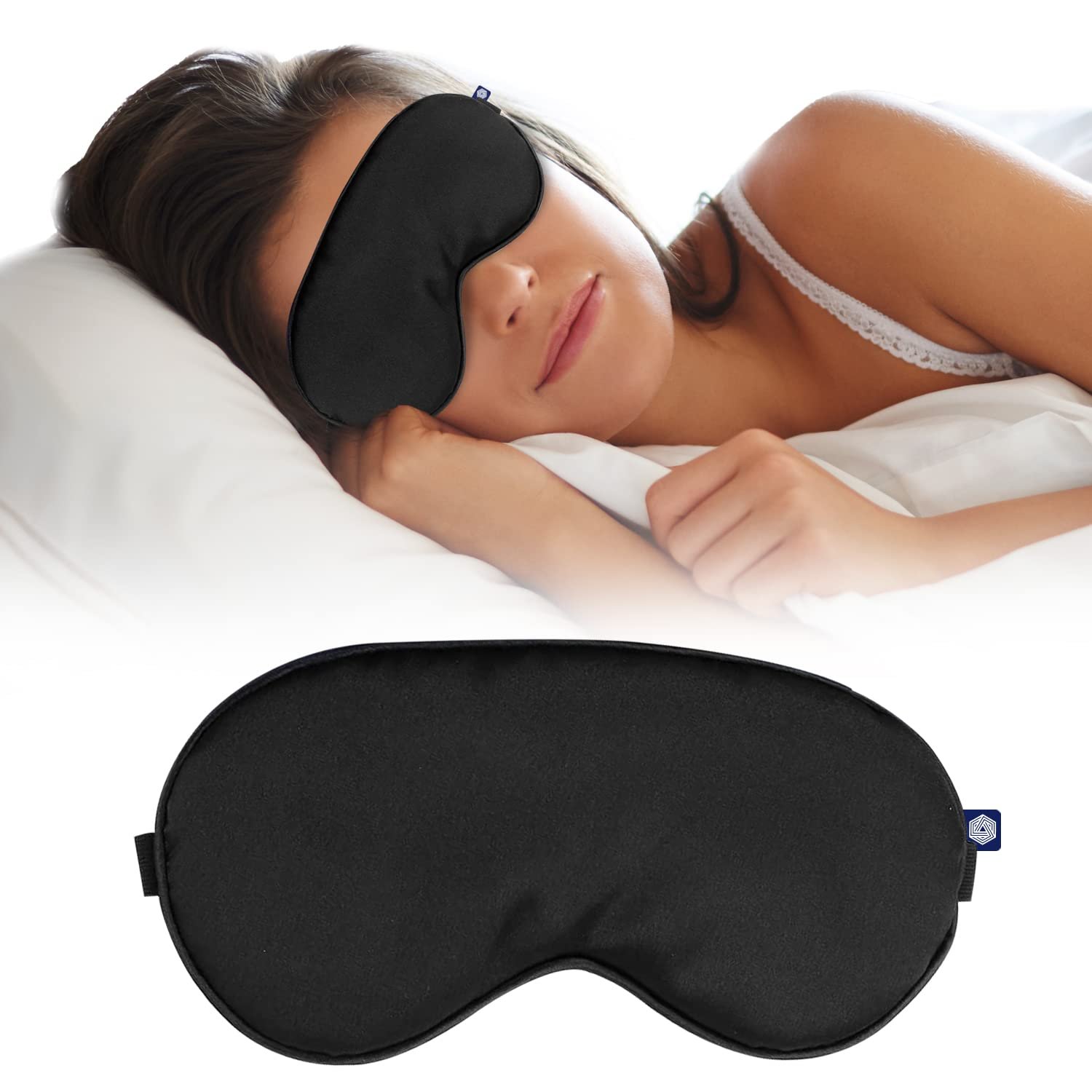 Boldfit Silk Eye Mask for Sleeping with Adjustable Strap Premium Silk Sleeping Mask Blind Fold for Smooth & Comfortable Sleep Travelling Sleep Mask Pad Sleeping Eye Mask Blind Folds for Sleeping – Black