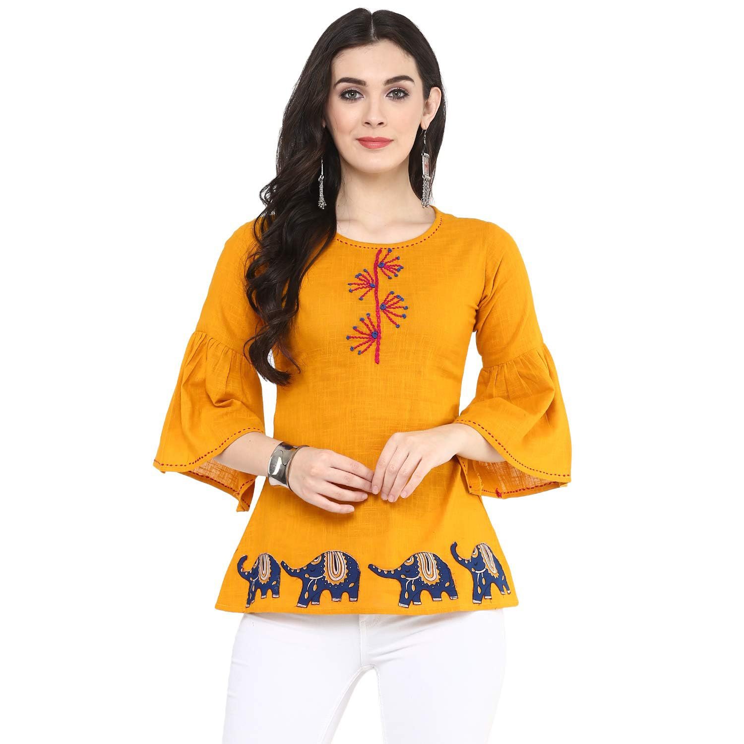 Yash Gallery Womens Premium Fabric Embroidered Casual Top Womens & Girls