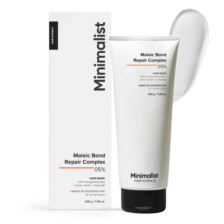 Minimalist Hair Mask For Frizzy Hair, Repairing Dry, Damaged & Dull Hair | Maleic Bond Repair Complex 05% with Transglutaminase, Amino Acids & Ceramides | For Damaged & Treated Hair | Controls Frizzy Hair | For Women & Men | 200 gm