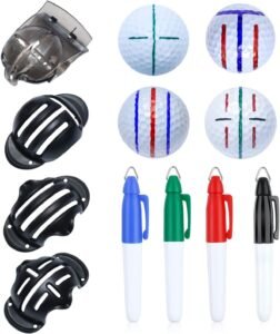 6 Pack Golf Ball Line Drawing Marker Golf Ball Liner Golf Ball Marking Tool Kit – 2 Golf Ball Marking Stencils and 4 Color Markers