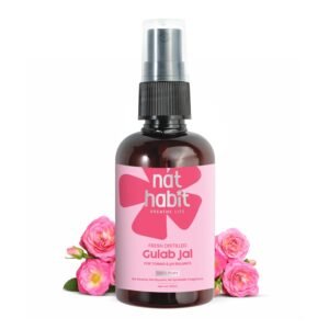 Nat Habit 100% Pure Gulab Jal – Rose Water – Toner, Face-Mist, Astringent & Face Spray – Ayurvedic, Steam-Distilled For Oil-Control, Skin Hydration (Pack of 1, 100 ml)