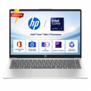HP 14 Laptop, Intel Core Ultra 7 155H (16GB DDR5, 512GB SSD) FHD, Anti-Glare, Micro-Edge, 14”/35.6cm, Win11, M365 Basic(1yr)* Office24, Silver, 1.4kg, EP1151TU, Backlit, HD Camera w/Shutter