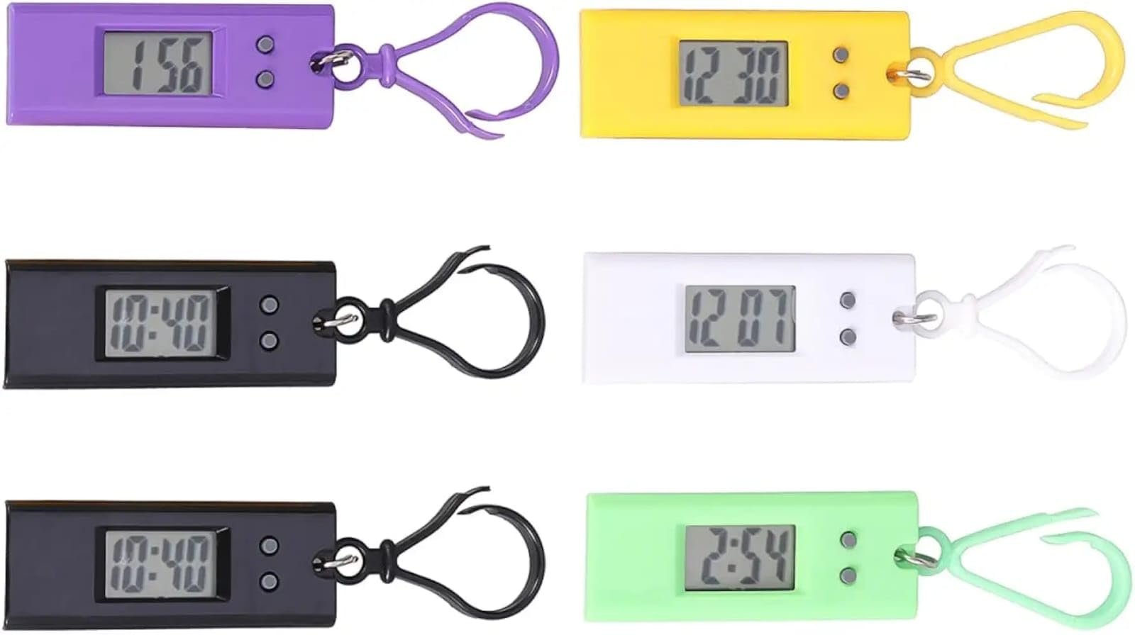 SHAKTISM Mini Digital Watch Keychain for Kids & Students | Portable Electronic Clock with Night Light | Hanging Keyring Watch for School Bags, Keys & Travel | Compact Silent Timepiece (Pack of 2).