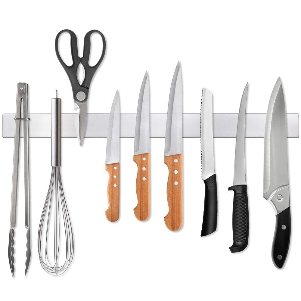 Ninonly 16 Inch Magnetic Knife Strip, Premium Stainless Steel Wall Mounted Kitchen Knives Bar,Space-Saving Powerful No Drilling Magnetic Knife Rack for Home Kitchen Utensil Holder & Tool Holder