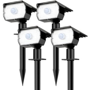 nipify Solar Lights Outdoor Waterproof, Motion Sensor Spot Lights- 4 Pack/56 LED/3 Modes Solar Powered Spotlights 2-in-1 Auto On/Off Landscape Lighting for Outside Yard Wall Garden, Cool White