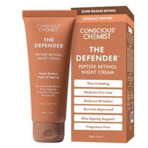 Conscious Chemist 0.2% Retinol Moisturizer Cream | 50g | Pro-Collagen Night Cream For Men & Women, Multi peptide Anti aging Face cream, Reduces Fine lines, Neck lines & Wrinkles, All Skin Types