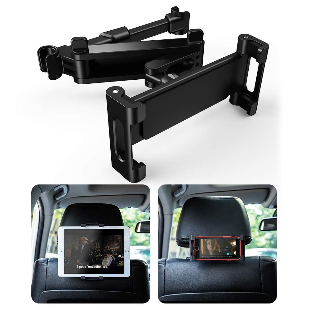 Car Tablet Holder, Warxin Headrest Car Seat Mount Tablet Universal Car Phone Cradle Stand 360 Degree Rotation Adjustable Size 6-12 inch for iPad mini air Surface Samsung Galaxy Tabs and Mobile etc