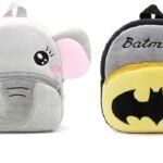 blue tree Kids School Bag Soft Plush Backpack Cartoon Bags Mini Travel Bag for for Girls Boys Toddler Baby Elephant & Batman
