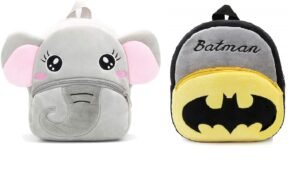 blue tree Kids School Bag Soft Plush Backpack Cartoon Bags Mini Travel Bag for for Girls Boys Toddler Baby Elephant & Batman