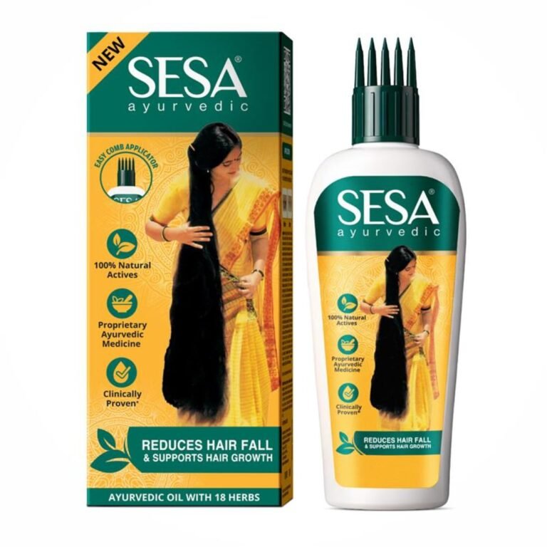 SESA Ayurvedic Hair Oil With Bhringraj & 17 Rare Herbs With Coconut Oil and 4 Nourishing For Hair Growth Help Control Hair Fall with Easy Applicator For Women and Men (200 ml)