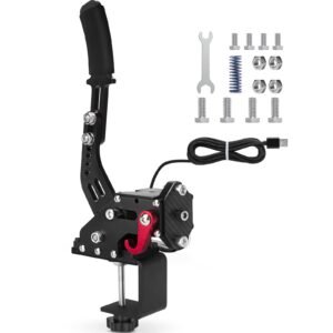aikeec 14Bit PC USB Handbrake SIM for Racing Games G25/27/29 T500 FANATECOSW Dirt Rally(Black+Clamp)