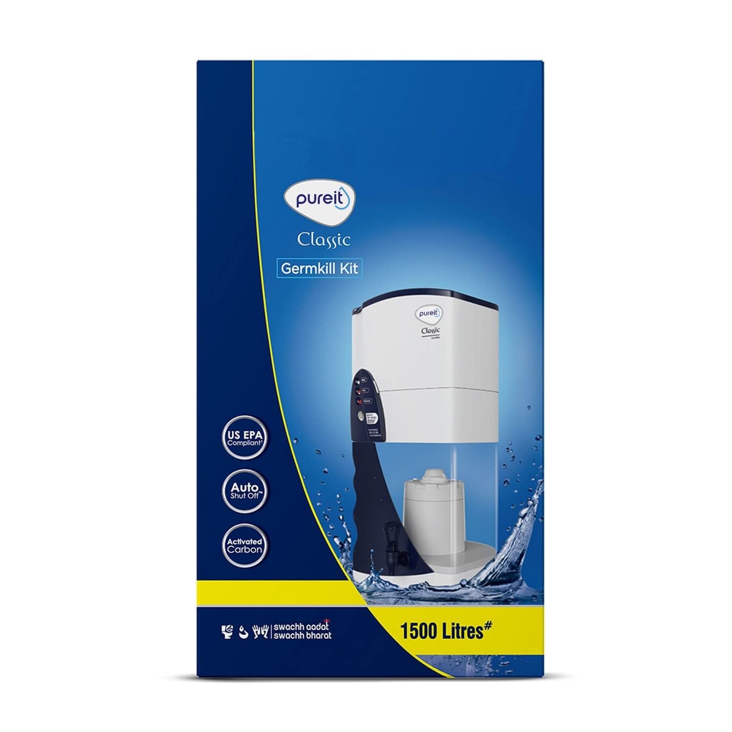 Pureit Germkill kit for Classic 23 L water purifier – 1500 L Capacity, Activated Carbon, Multicolour