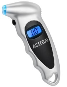 AstroAI AstroAI Digital Tire Pressure Gauge 150 PSI 4 Settings for Car Truck Bicycle with Backlit LCD and Non-Slip Grip Silver 1 Pack