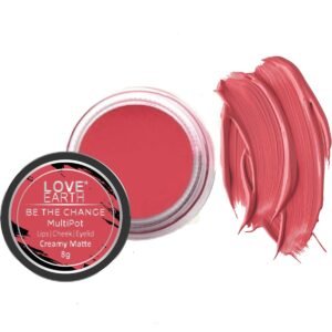 Love Earth Lip Tint & Cheek Tint Multipot-Be The Change With Richness Of Jojoba Oil And Vitamin E For Lips, Eyelids & Cheeks, Matte Finish – Rose Pink