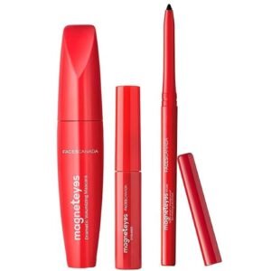 FACES CANADA Magneteyes Range Trio Pack – Black, 13.35 g | Kajal + Eyeliner + Mascara | Lightweight | Long Lasting | Smooth Texture | Precise Application | Intense Color Payoff | Paraben Free