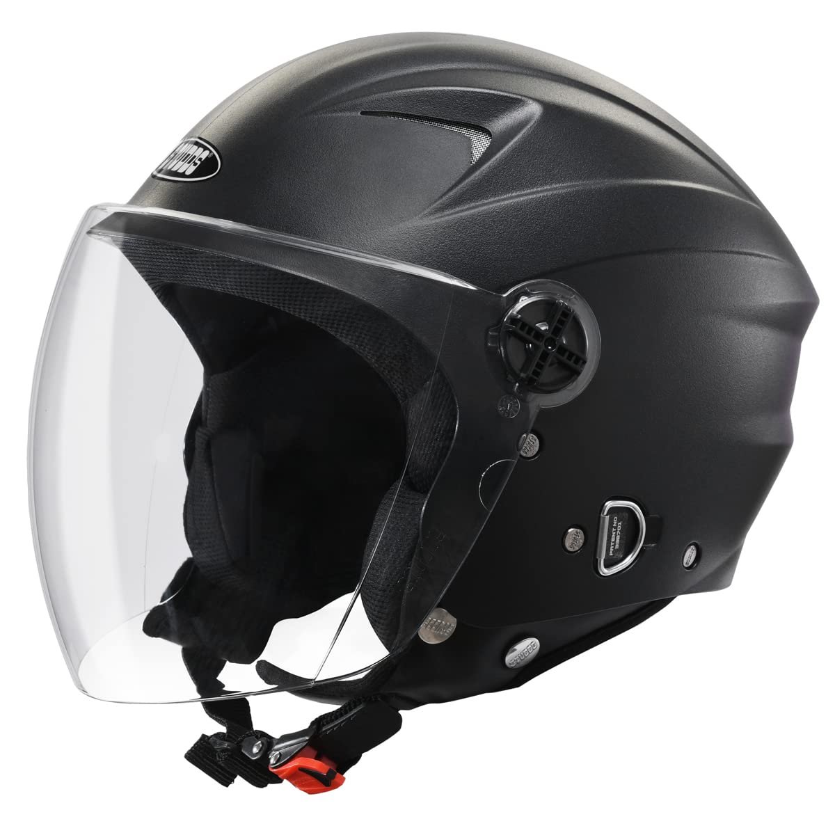 STUDDS | RAY ISI Certified Open FACE Helmet | for Men and Women with D – Ring Lock (Black-M)