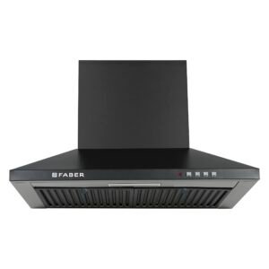 Faber Pluto 60 cm 1000 m³/hr Wall Mounted Kitchen Chimney | Baffle Filter | Push Button | LED Lights | 1 Year Comprehensive Warranty and 12 Years on Motor | Black | HOOD PLUTO PB BF BK 60
