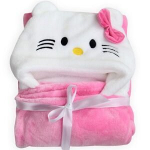 BRANDONN Baby Blanket Newborn Pack of Multi Purpose Wrapper Blanket, Bath Robe Baby Bath Towel for Baby Boys and Baby Girls(0-12 Months, Pink Kitty)