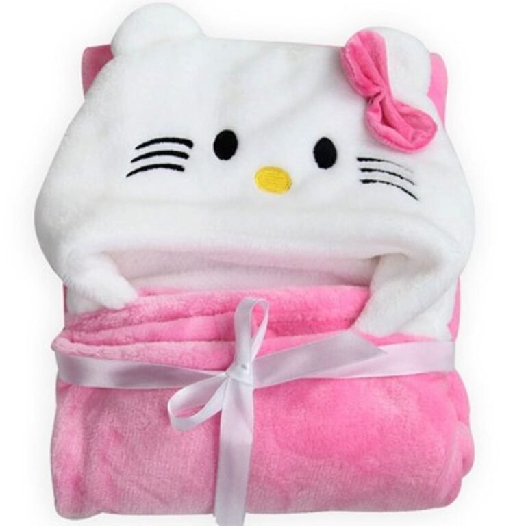 BRANDONN Baby Blanket Newborn Pack of Multi Purpose Wrapper Blanket, Bath Robe Baby Bath Towel for Baby Boys and Baby Girls(0-12 Months, Pink Kitty)