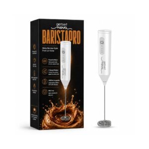 Coffee Frother Electric Rechargeable Coffee Maker Machine for Home Electric Coffee Frother Machine & Milk Whisker with Dual Spring Tech GetSetNova | 1 Year Warranty (White)