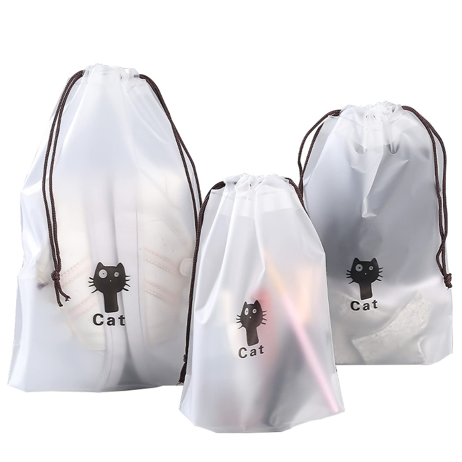 Wolpin Shoe Bag Cover for Shoe Storage & Travelling (Pack of 10) | Drawstring Bags Waterproof | Wide Open Mouth with Drawstring Tight Closure – White
