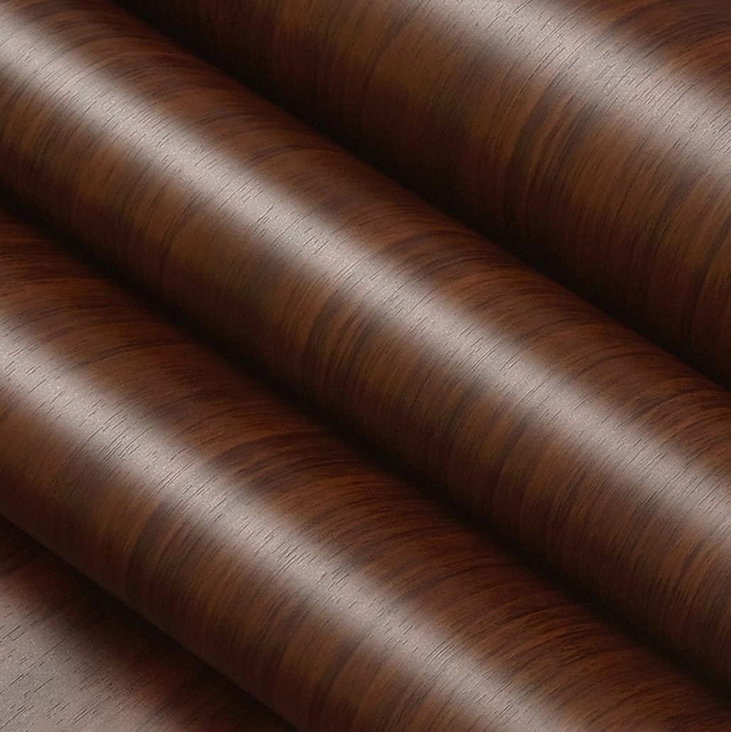 wolpin Wood Door Wallpaper 45 x 600 CM (Mahogany Brown) | DIY Self Adhesive Vinyl for Door Furniture Almirah Table Top Wardrobe | PVC Shelf Liner Contact Paper for Home Décor Kitchen Cupboard