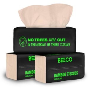 Beco Bamboo Super Soft Facial Tissue 200 Pulls (Pack of 3), 600 Pulls 2 ply, Natural and Ecofriendly