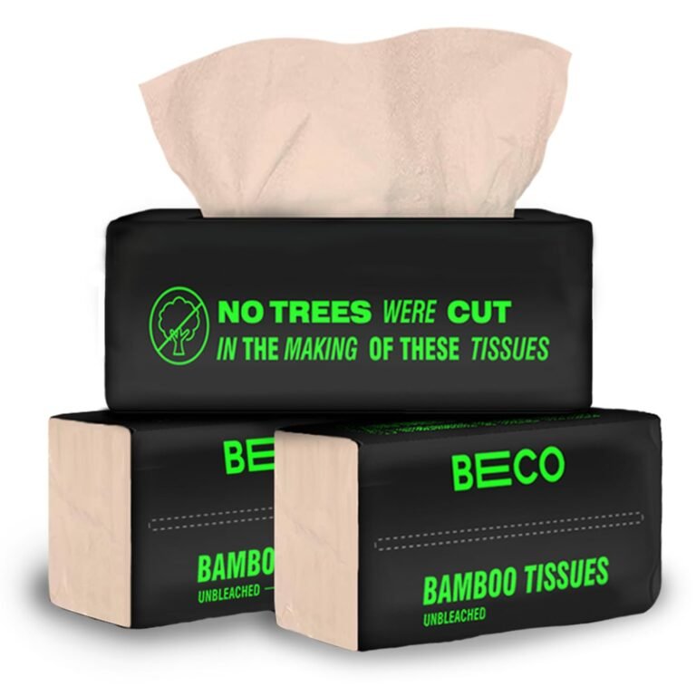 Beco Bamboo Super Soft Facial Tissue 200 Pulls (Pack of 3), 600 Pulls 2 ply, Natural and Ecofriendly