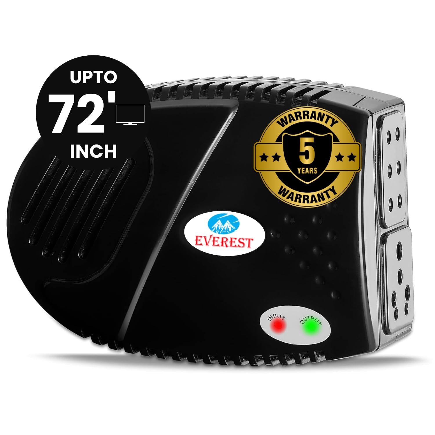 Everest ELS 100-N ABS Body Voltage Stabilizer for TV Upto to 72 inch LED/Smart TV, Home Theater,Set Top Box, Blu-Ray Player (Working Range : 90 V to 290 V)
