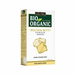 INDUS VALLEY Bio Organic Multani Mitti Powder Natural Fuller’s Earth for Face & Hair Packs Removes Dead Skin, Cleanses Pores, Reduces Dandruff & Scalp Itchiness Soft & Glowing Skin (200g)