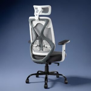 CELLBELL C190 Berlin Office Chair, High Back Mesh Ergonomic Home Office Desk Chair (Grey – White)