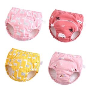 U0U Baby Girls’ 4 Pack Cotton Training Pants Toddler Potty Training Underwear for Boys and Girls 12M-4T