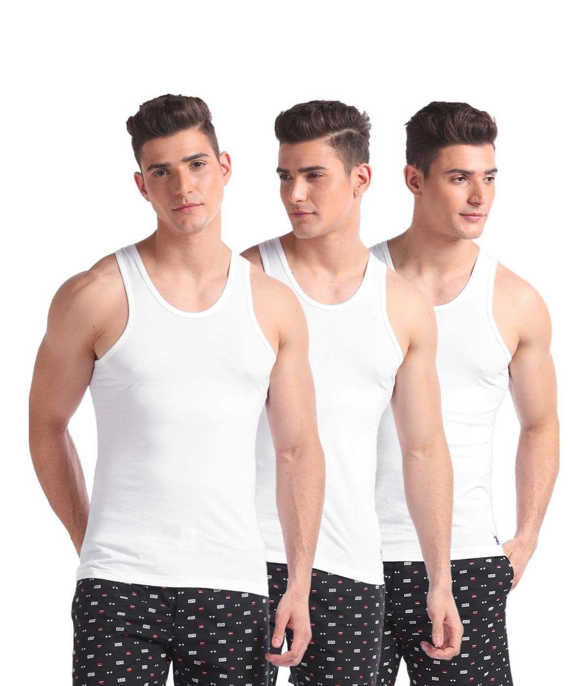 U.S. Polo ASSN. Men’s I661 Round Neck Cotton Jersey Vest – Pack of 3