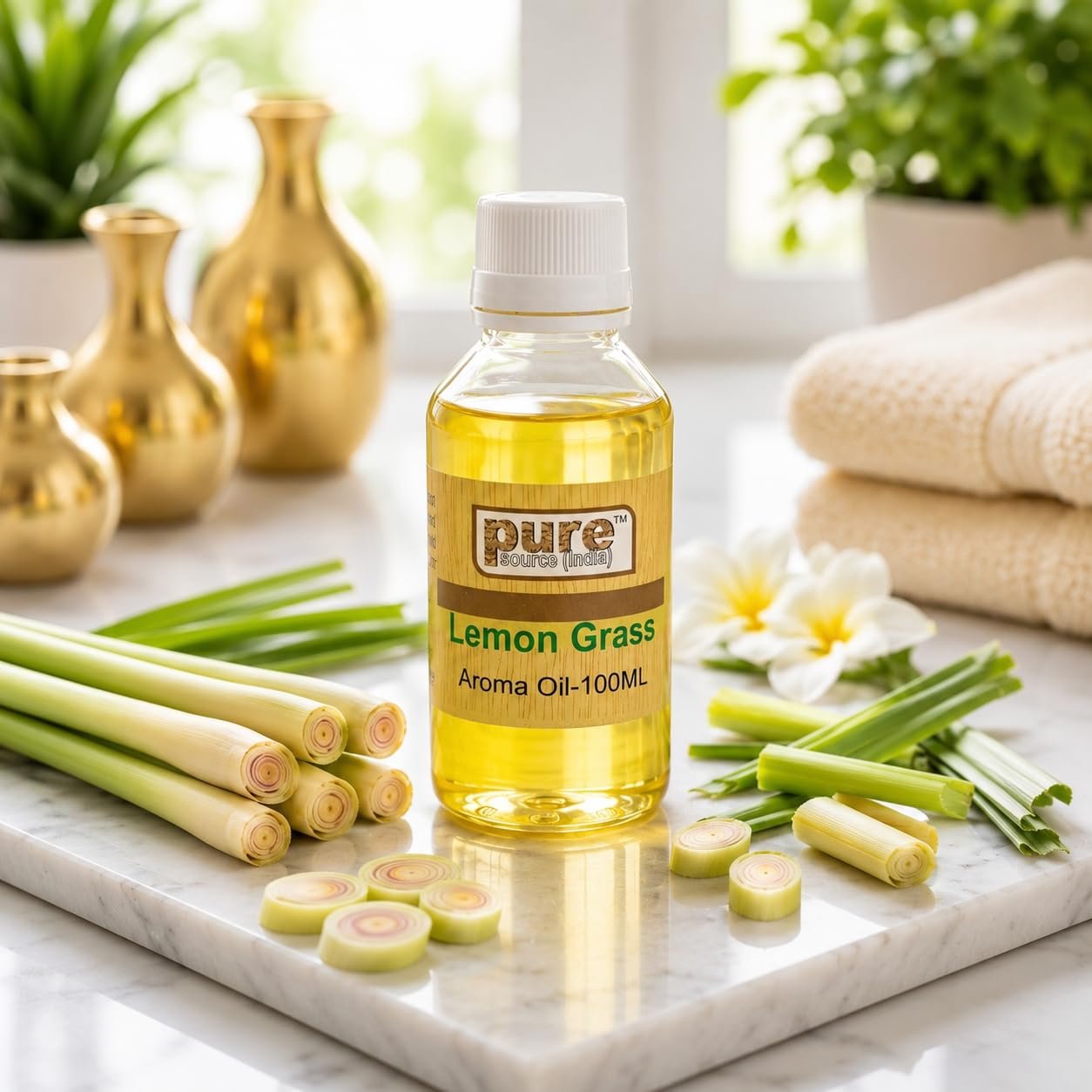 Pure Source India Essential Aroma Oil Lemongrass Pure Natural and Undiluted Dropper Type Pet Bottle (NATURAL) (100ml, Lemon Grass 100ml)