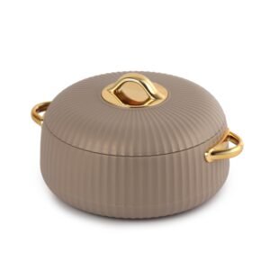 CELLO Aurum Insulated Casserole Hot Pot For Kitchen 1250 ml Brown | Easy to Serve Lightweight Outdoor Safe Keeps Food Hot and Warm Airtight Insulated Casserole Hot Pot Pack Set For Roti Rice Biryani