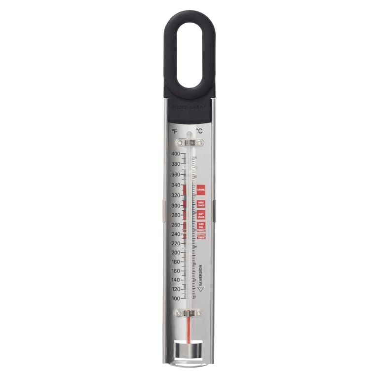 KitchenAid KQ907 Curved Candy and Deep Fry Thermometer, TEMPERATURE RANGE: 100 F to 400 F/40 C to 200 C, Black