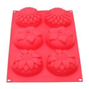 Clazkit – YH-008 Silicone 6 Cavity Reusable Mixed Flower Cupcake Baking Muffin Candle Soap Mould