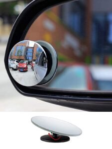 Detachi 3R-240 360° Round Shape Blind Spot For Car ORVM Mirror-Pack of 2, Rear View Adjustable Wide Angle Frameless Convex, Parking Mirror, Water-Resistant, Easy Installation For Cars,Trucks & Bikes