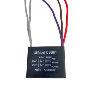 YJZR CBB61 4.5uf+6uf+5uf 5 Wire 250V AC Capacitor, Rectangular Aluminum Ceiling Fan Capacitor