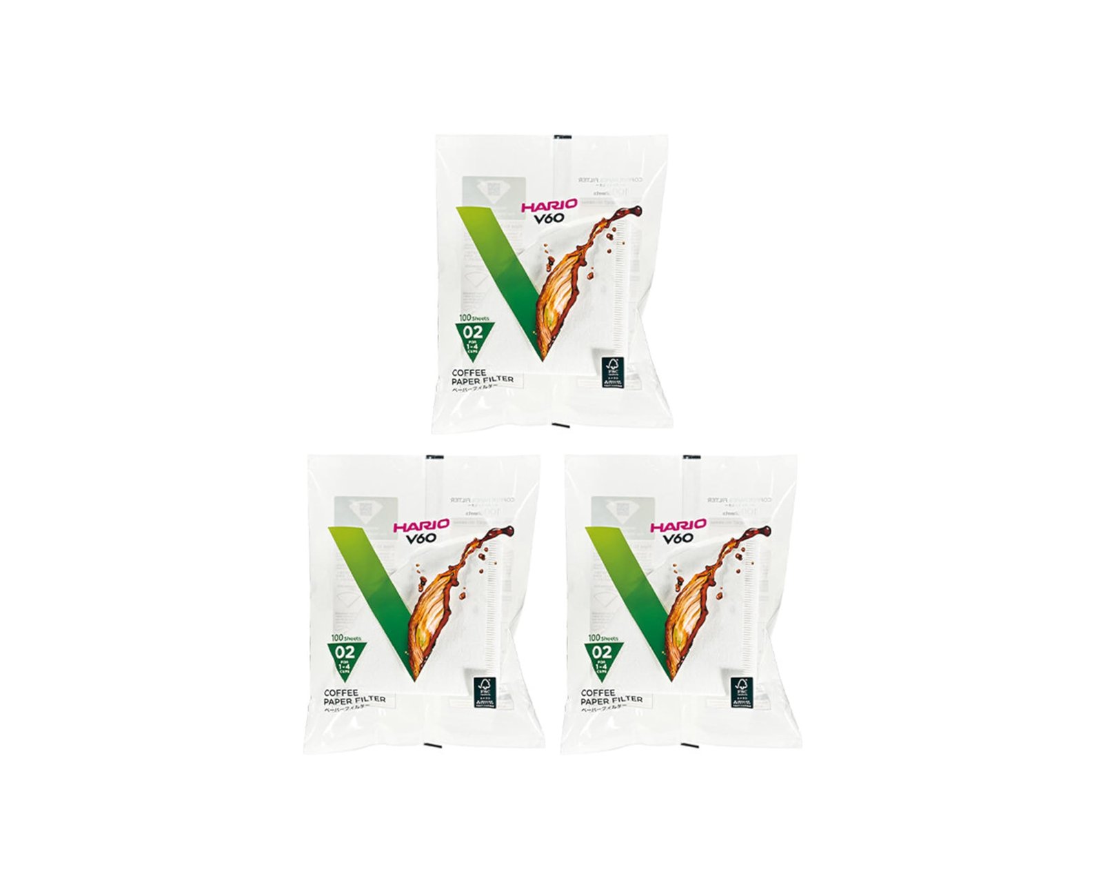 Tgl Co. The Good Life Company Hario 02 100-Count Coffee White Paper Filters, 3-Pack Set (Total Of 300 Sheets) (Japan Import)