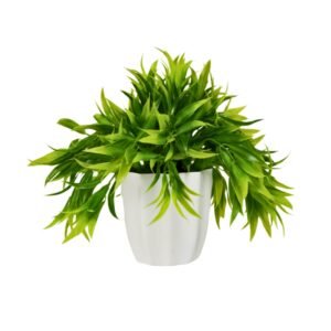 fancymart Artificial Bamboo Leaves Potted Plant with Height 22 cm Perfect for Home & Office Décor