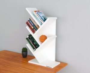Madhuran Studio Engineered Wood Tabel Accessories Books Stands Shelf (Matte, White) Library Office Bedroom Home Decor Items Living Room Bookends Show