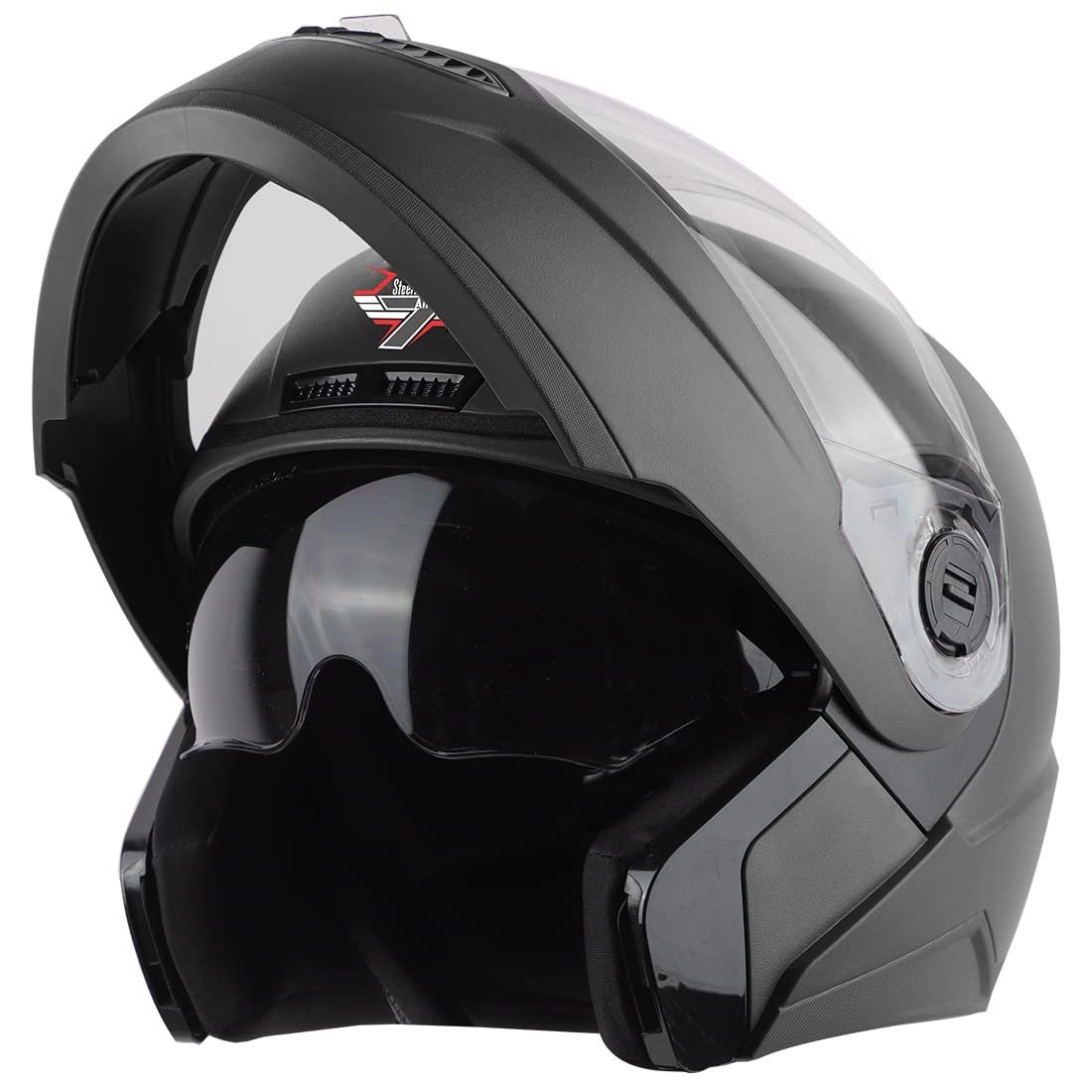 Steelbird SBA-7 7Wings ISI Certified Flip-Up Helmet for Men and Women with Inner Smoke Sun Shield with Skull Cap