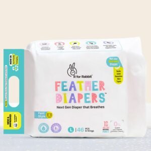 R for Rabbit Pant Style Feather Diaper Large (L) Size for Baby 9 to 14 kgs 46 Units (46 Count, Pack Of 1)