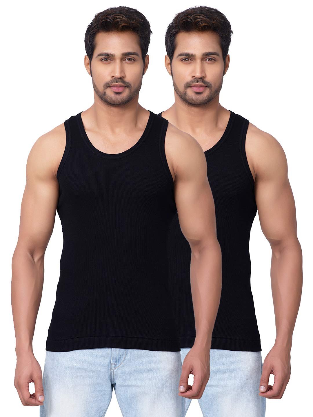 Dixcy Scott Originals Classic Ribbed Vest |100% Combed Cotton | Rib 2×2 Men’s Vest | No-Peep Neckline | Breathable, Sweat Absorbent Vest for Men | Cut Away Back Arm Hole | Innerwear for Man |Pack of 2